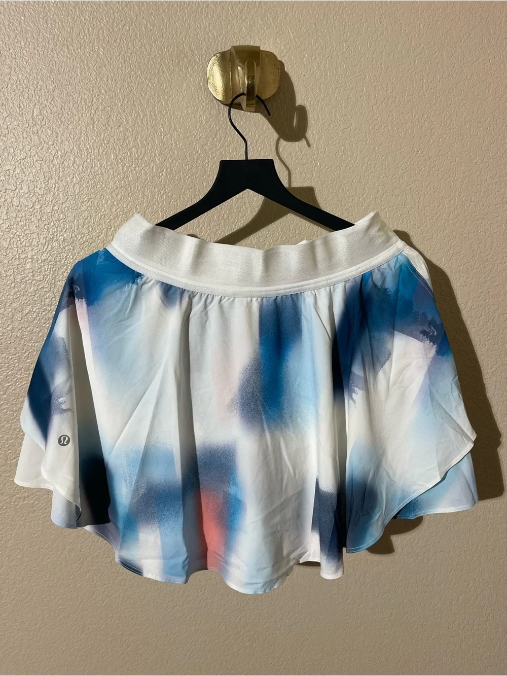 lululemon athletica White Skater Skirt with Blue and Pink Watercolor Print